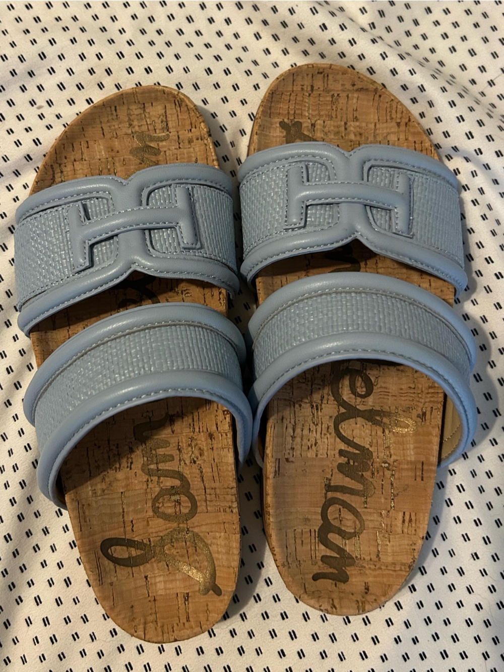 Sam Edelman Light Blue Double Strap Cork Slide Sandals